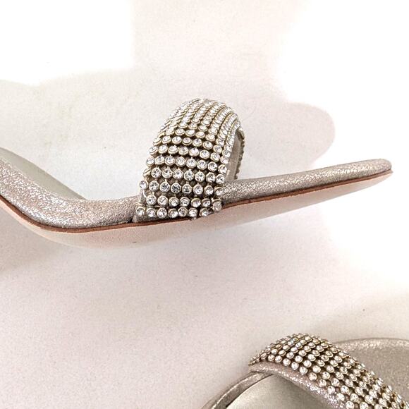 Loeffler Randall Shay Rhinestone Ankle Strap Sandals Heels Metallic Size 11 - Picture 11 of 13